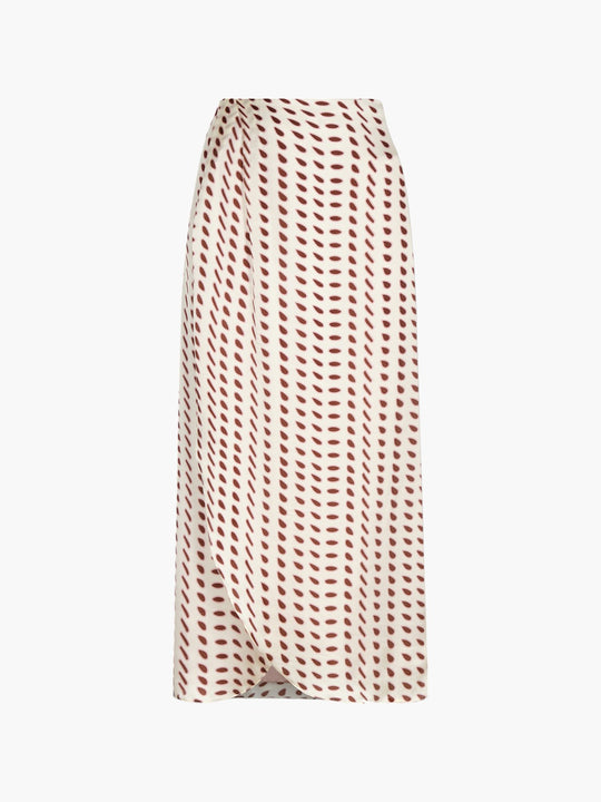Amaime Satin Silk Midi Skirt | Ivory Wine Seeds