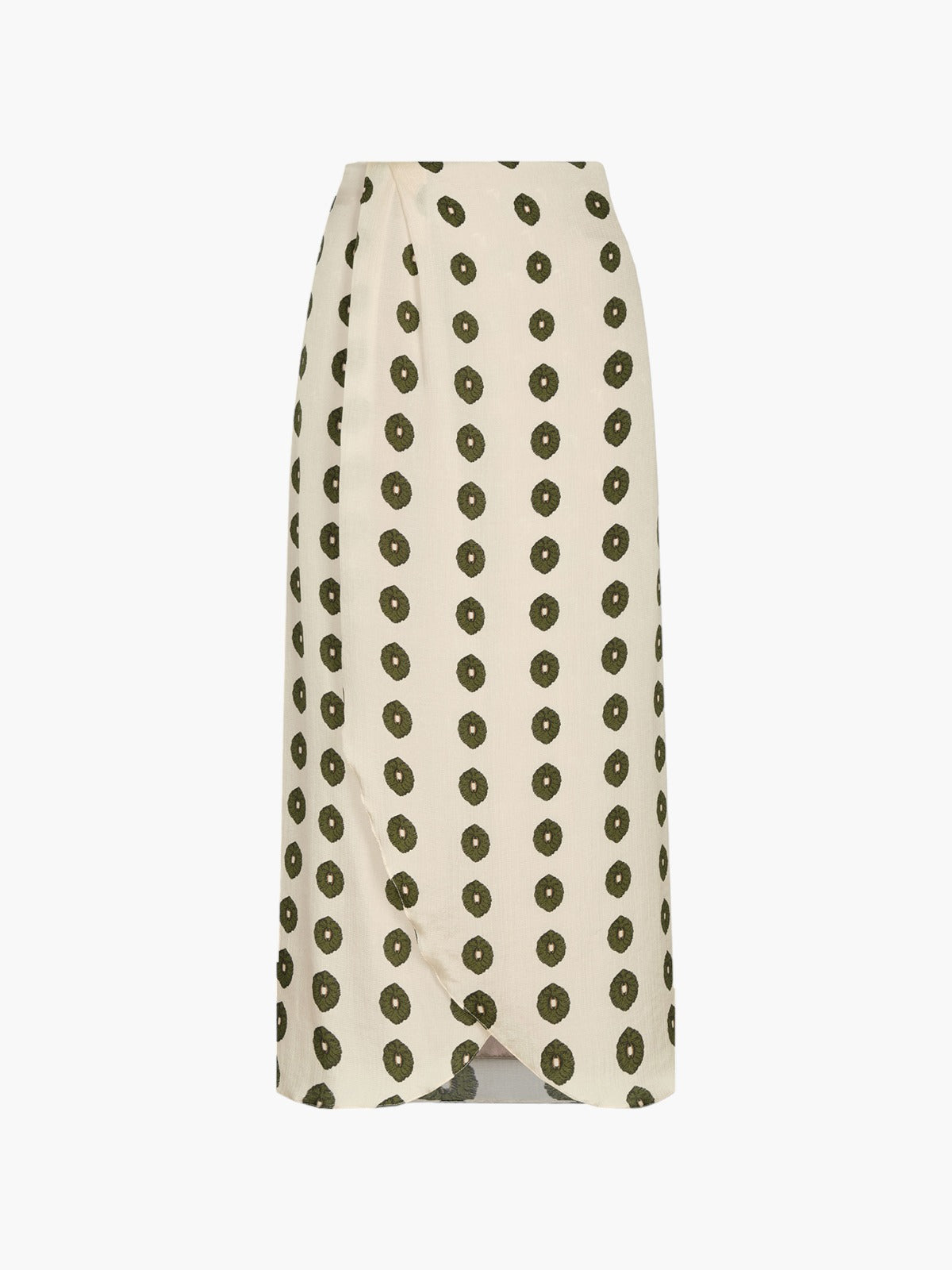 Amaime Silk Martellato Midi Skirt | Ivory Green Chintz