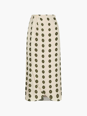 Amaime Silk Martellato Midi Skirt | Ivory Green Chintz Amaime Silk Martellato Midi Skirt | Ivory Green Chintz