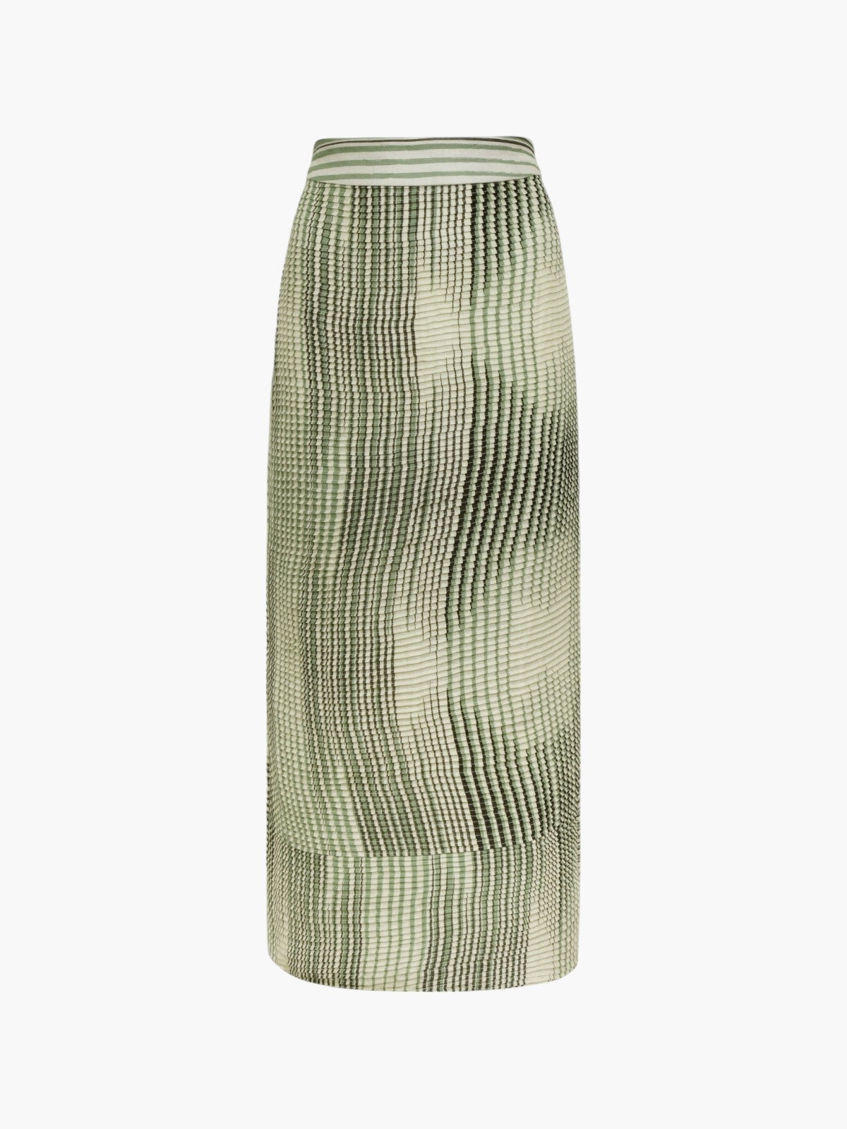 Beatrice Pleated Linen Midi Skirt | Green Stripes Beatrice Pleated Linen Midi Skirt | Green Stripes