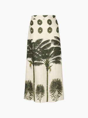 Beatrice Linen Midi Skirt | Cream Palms Beatrice Linen Midi Skirt | Cream Palms