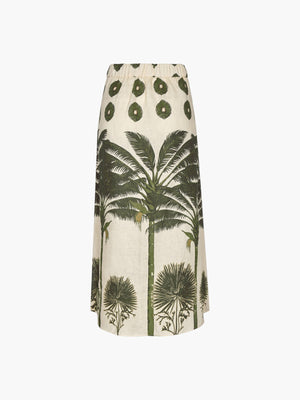 Beatrice Linen Midi Skirt | Cream Palms Beatrice Linen Midi Skirt | Cream Palms