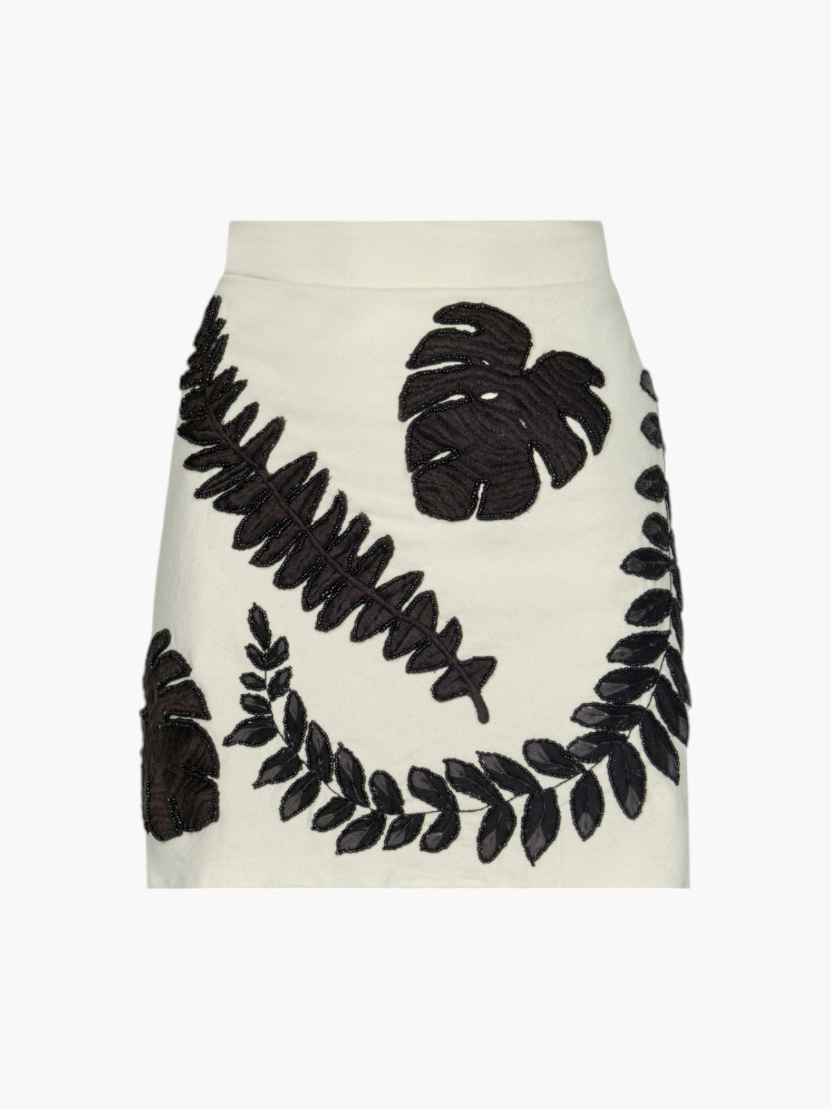 Carmelita Canvas Hand Embroidered Mini Skirt | Ecru