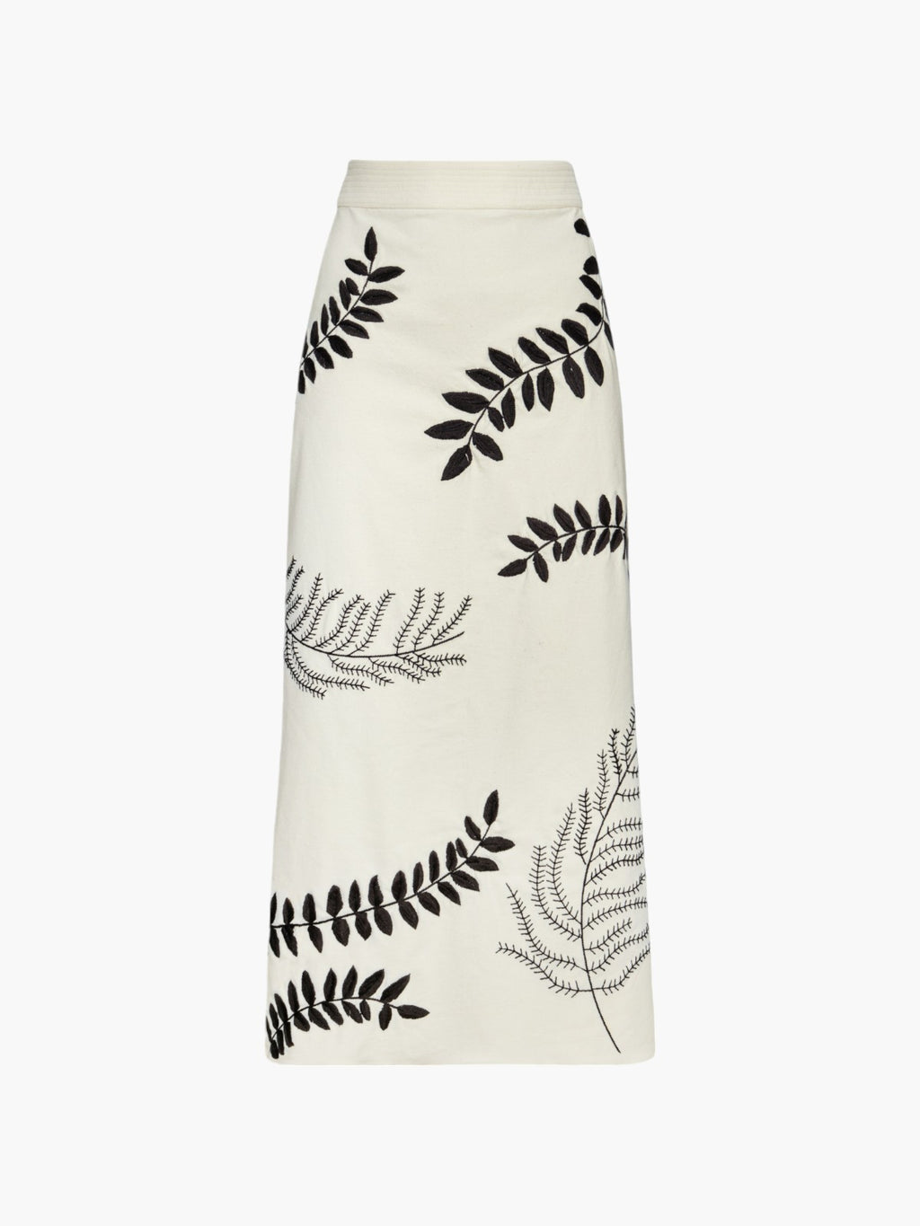 El Carmen Canvas Embroidered Midi Skirt | Ecru Black