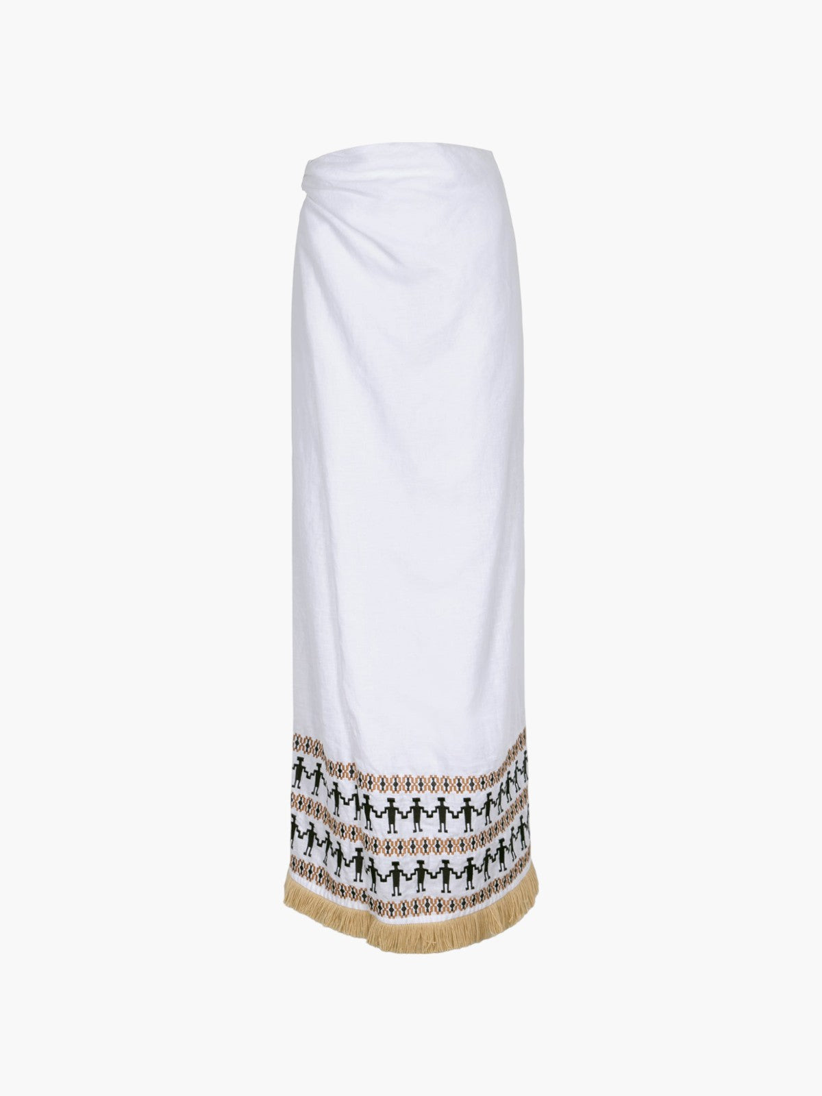 Guainia Linen Midi Skirt | White Embroidered Guainia Linen Midi Skirt | White Embroidered