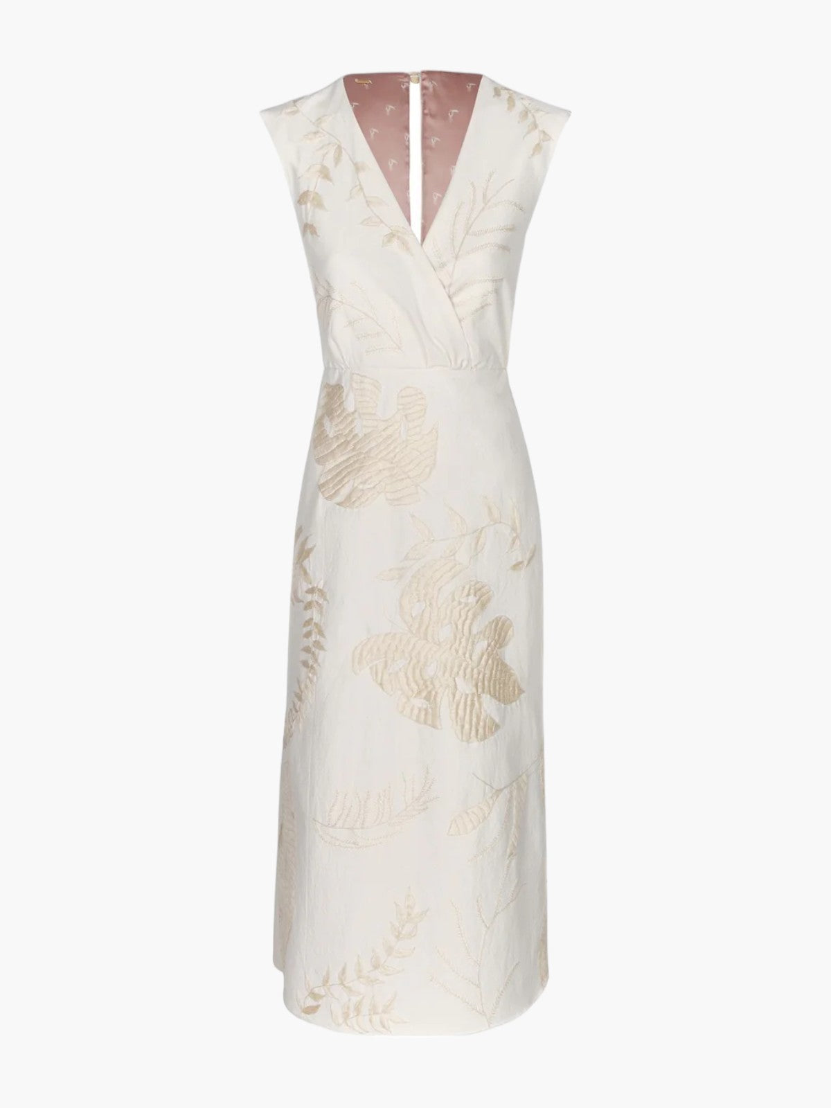 Gualanday Canvas Hand Embroidered Midi Dress | Ecru Gualanday Canvas Hand Embroidered Midi Dress | Ecru