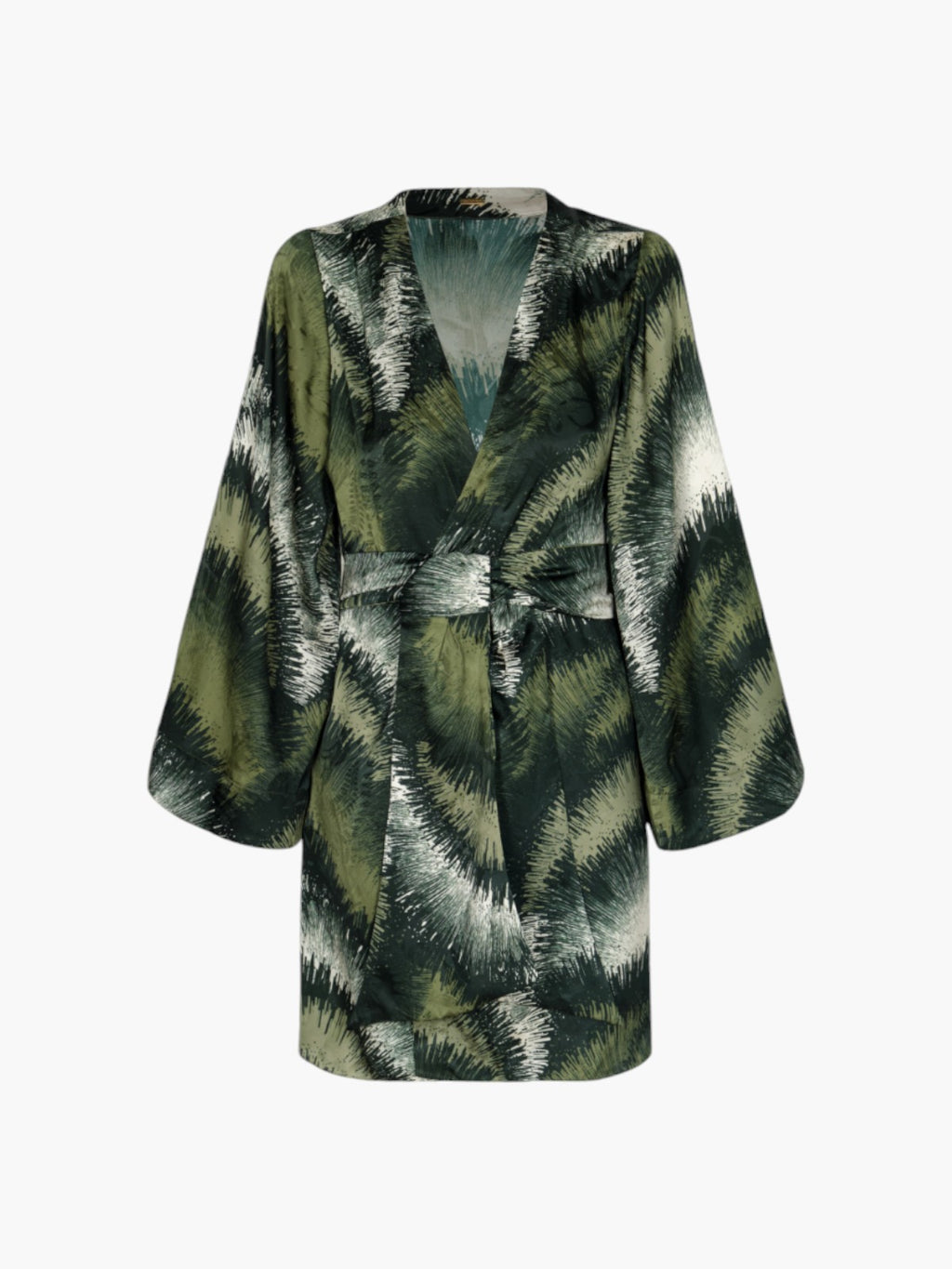 Joaquina Silk Jacquard Mini Kaftan | Green Brushed