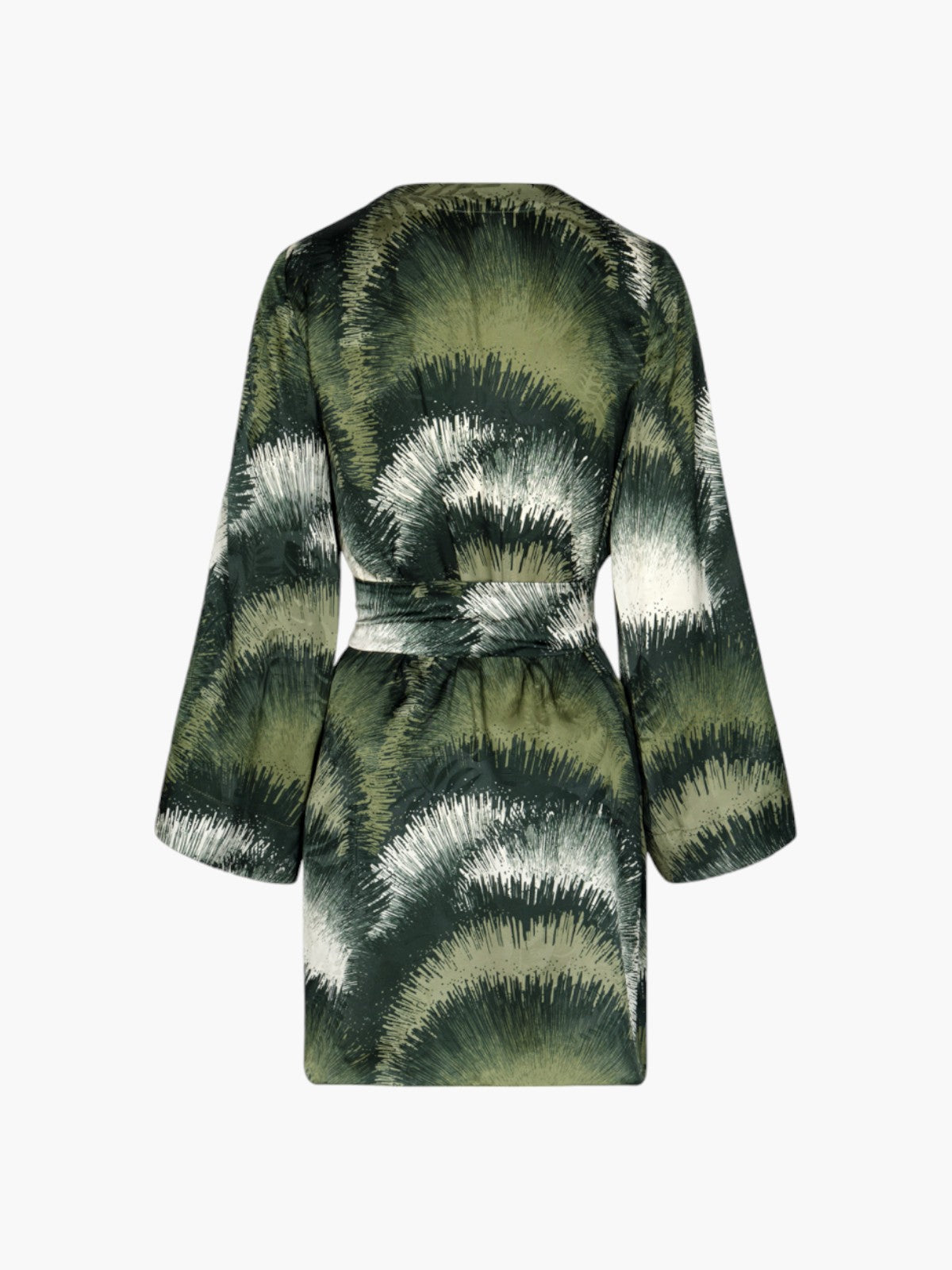 Joaquina Silk Jacquard Mini Kaftan | Green Brushed Joaquina Silk Jacquard Mini Kaftan | Green Brushed