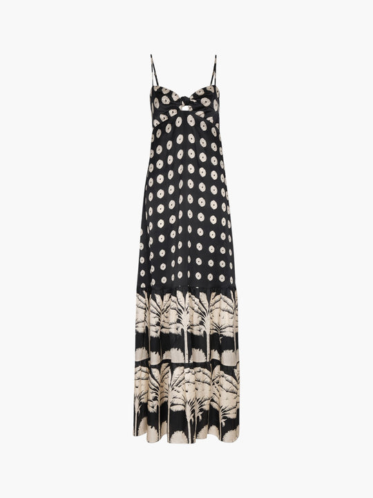 Julieta Satin Silk Maxi Dress | Black Palms