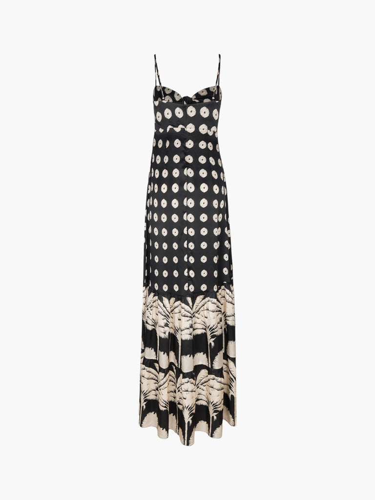 Julieta Satin Silk Maxi Dress | Black Palms | Fashionkind