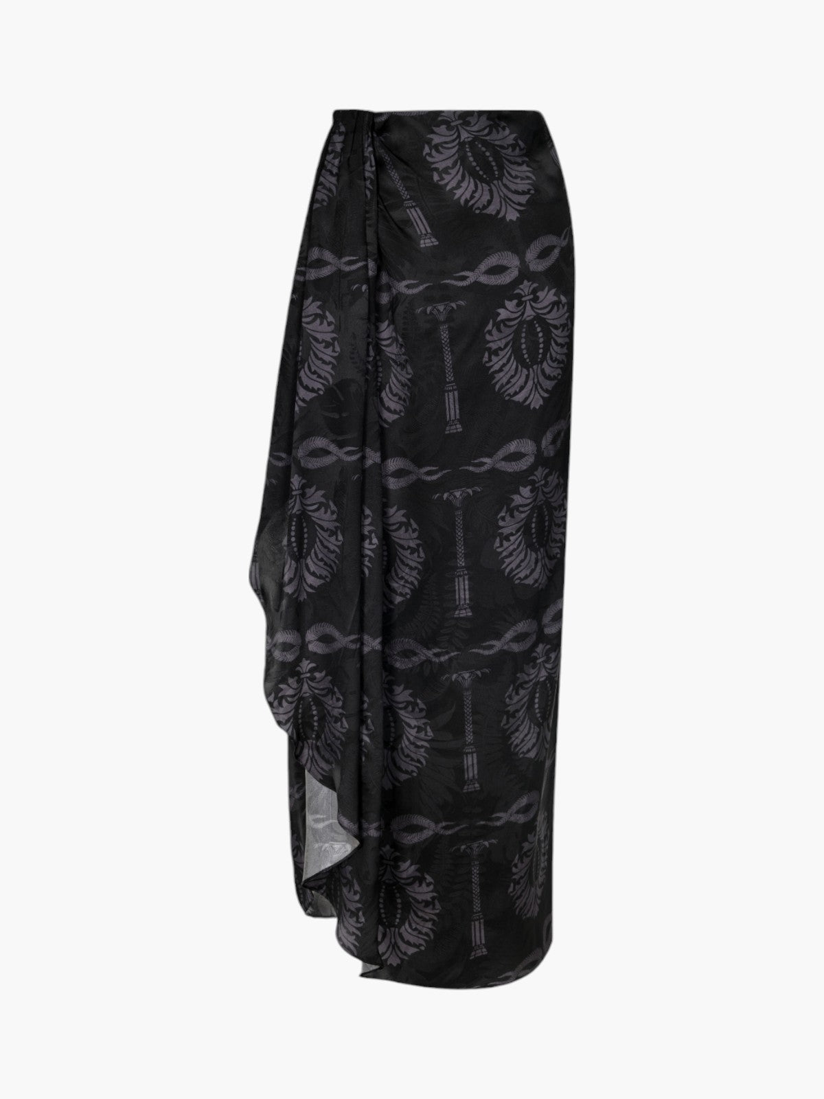 Myanmar Silk Jacquard Midi Skirt | Black Myanmar Silk Jacquard Midi Skirt | Black