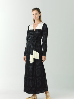 Obregon Silk Jacquard Maxi Dress | Black Obregon Silk Jacquard Maxi Dress | Black