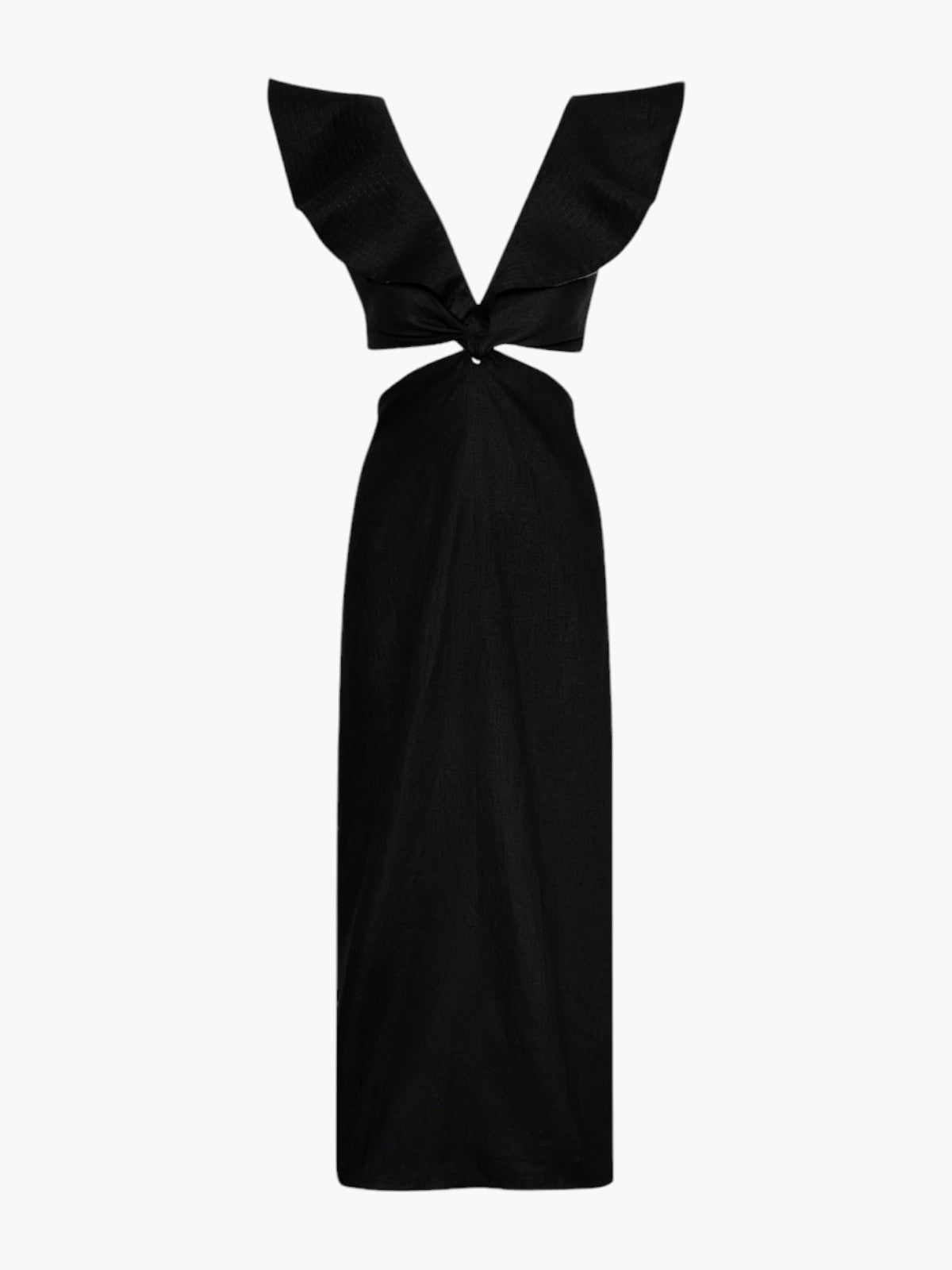 Quetzal Linen Midi Dress | Black Quetzal Linen Midi Dress | Black