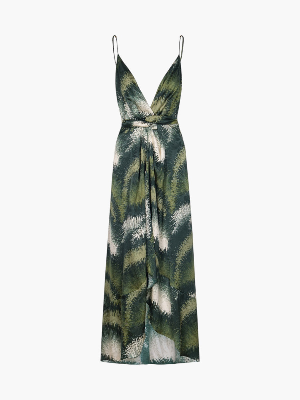 Sabina Silk Jacquard Midi Dress | Green Brushed