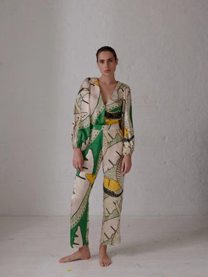 Sambale Silk Jacquard Bodysuit | Green Sambale Silk Jacquard Bodysuit | Green