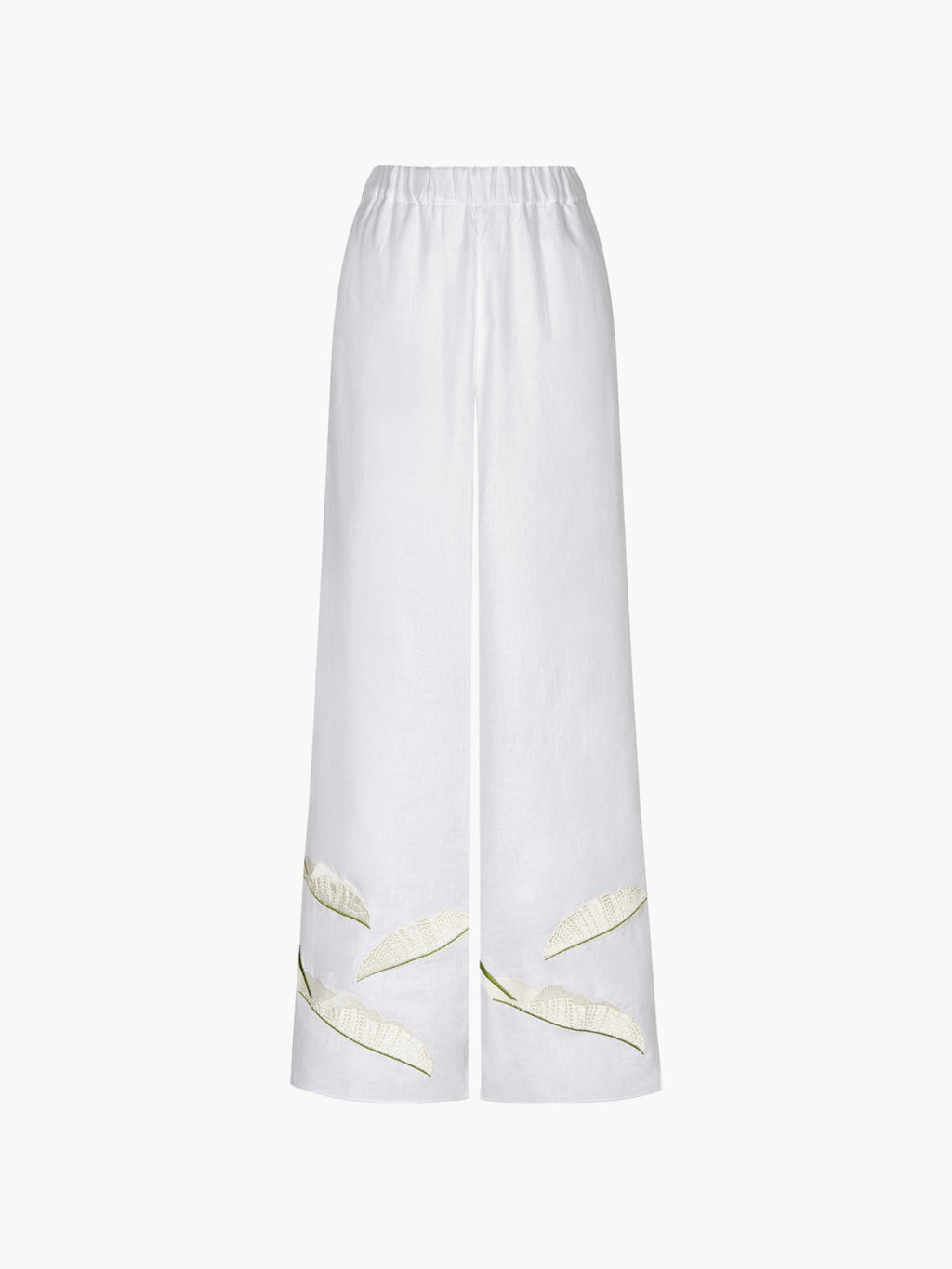 San Benito Embroidered Linen Pants | White