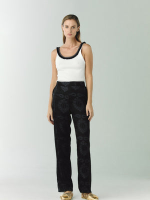 Santo Tomas Silk Jacquard Pants | Black Santo Tomas Silk Jacquard Pants | Black