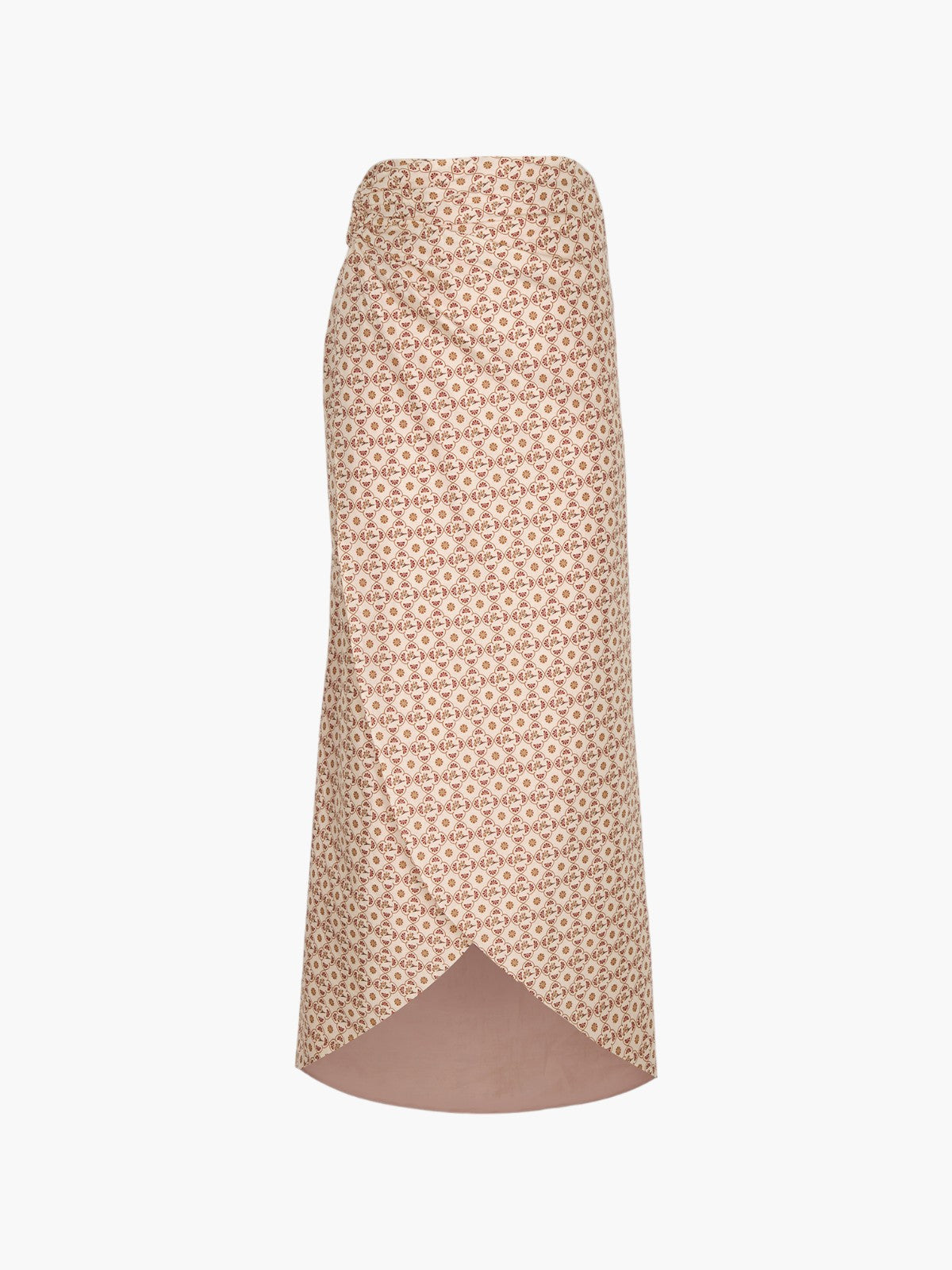Siboney Cotton Bio Wrap Midi Skirt | Beige May Flower