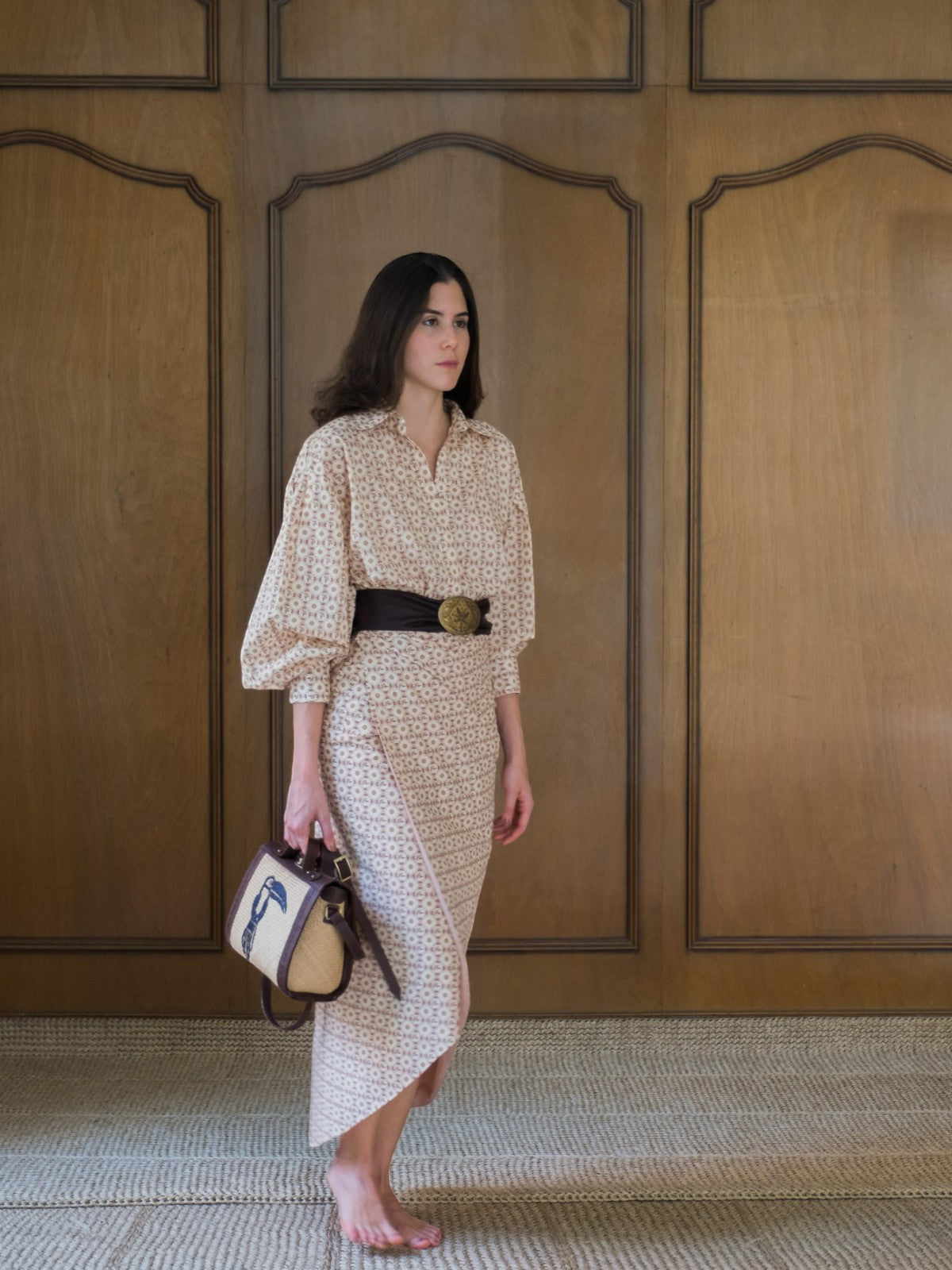 Siboney Cotton Bio Wrap Midi Skirt | Beige May Flower Siboney Cotton Bio Wrap Midi Skirt | Beige May Flower