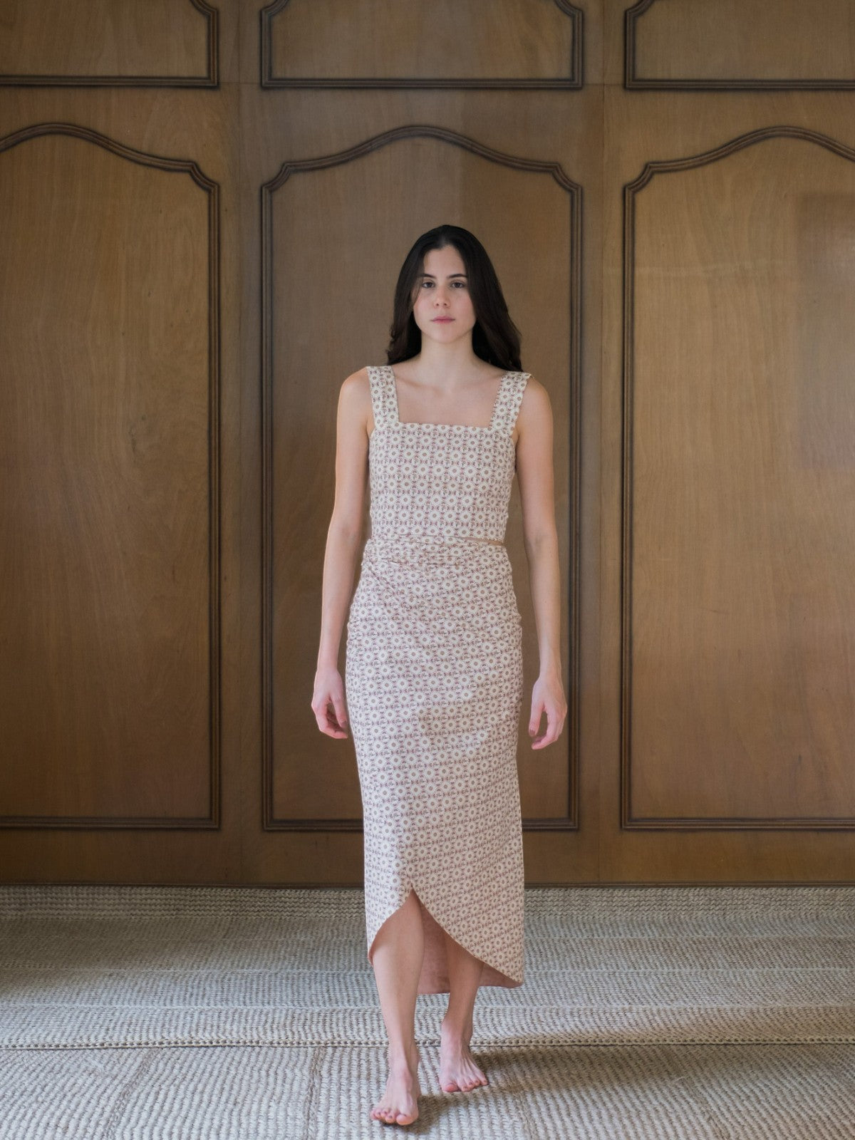 Siboney Cotton Bio Wrap Midi Skirt | Beige May Flower Siboney Cotton Bio Wrap Midi Skirt | Beige May Flower