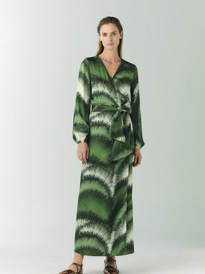 Tertulia Silk Jacquard Maxi Dress | Green Brushed Tertulia Silk Jacquard Maxi Dress | Green Brushed