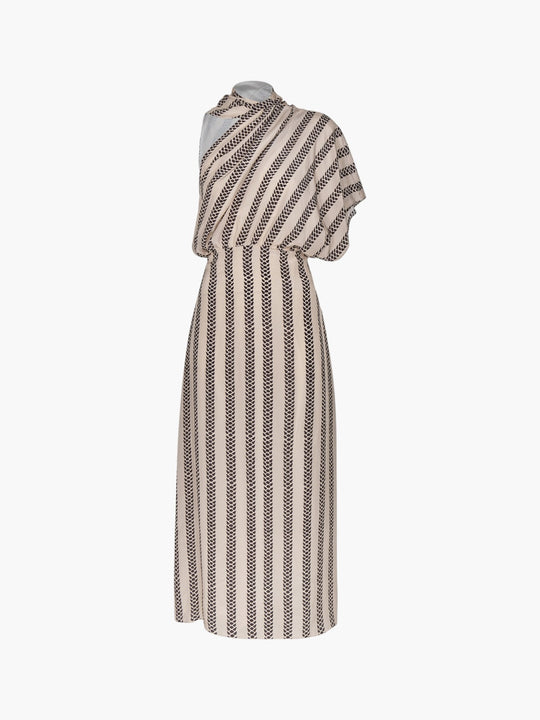 Gioconda Crepe Viscose Midi Dress | Beige Black Snake