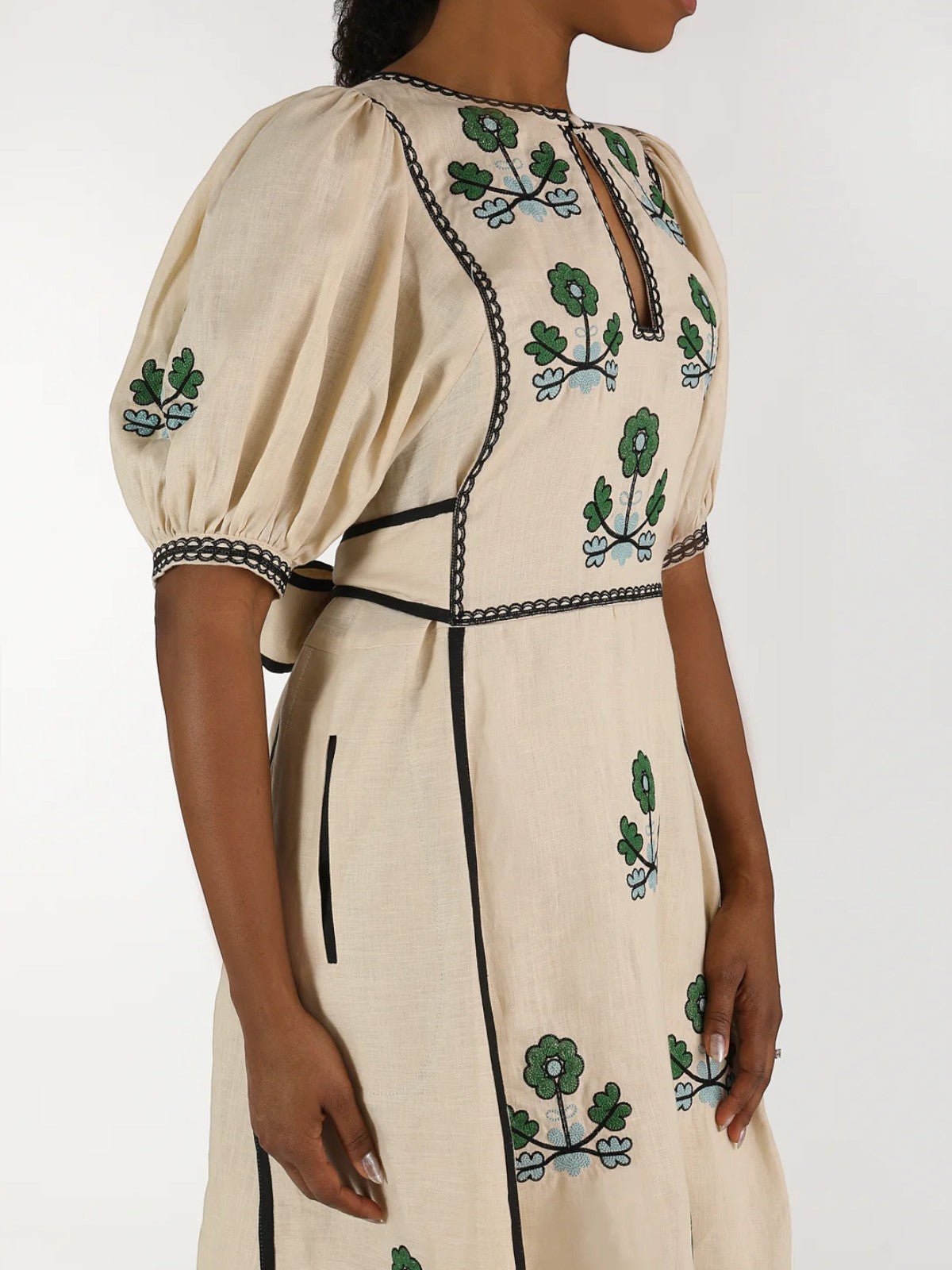 Lillie Ukrainian Embroidered Dress | Ivory/Green Lillie Ukrainian Embroidered Dress | Ivory/Green