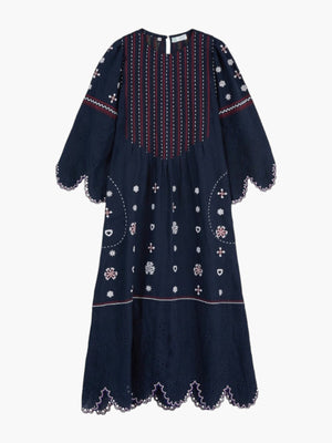 Maryna Embroidered Ukrainian Dress | Navy Maryna Embroidered Ukrainian Dress | Navy