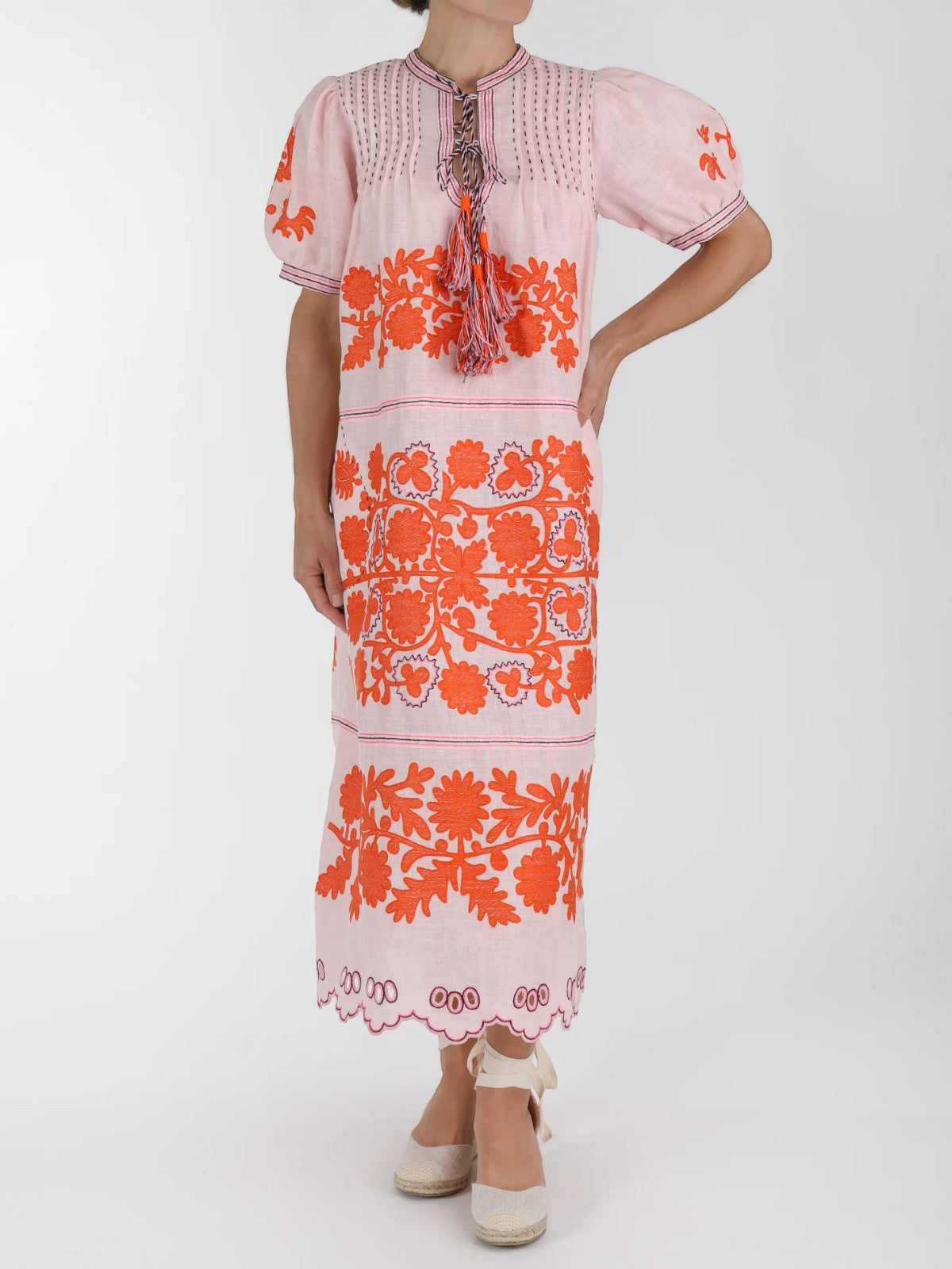 Natalia Ukrainian Embroidered Dress | Pink/Orange Natalia Ukrainian Embroidered Dress | Pink/Orange