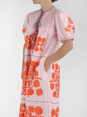 Natalia Ukrainian Embroidered Dress | Pink/Orange Natalia Ukrainian Embroidered Dress | Pink/Orange