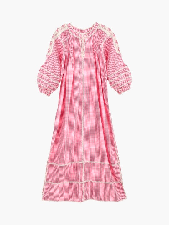 Amorcita Gingham Mexican Dress | Pink