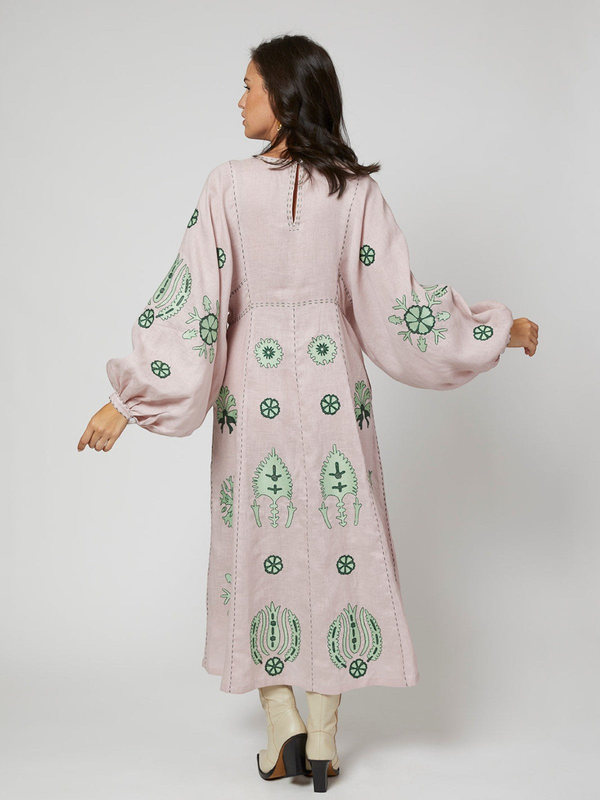 Carolyna Ukrainian Embroidered Dress | Lavender/Mint/Green Carolyna Ukrainian Embroidered Dress | Lavender/Mint/Green