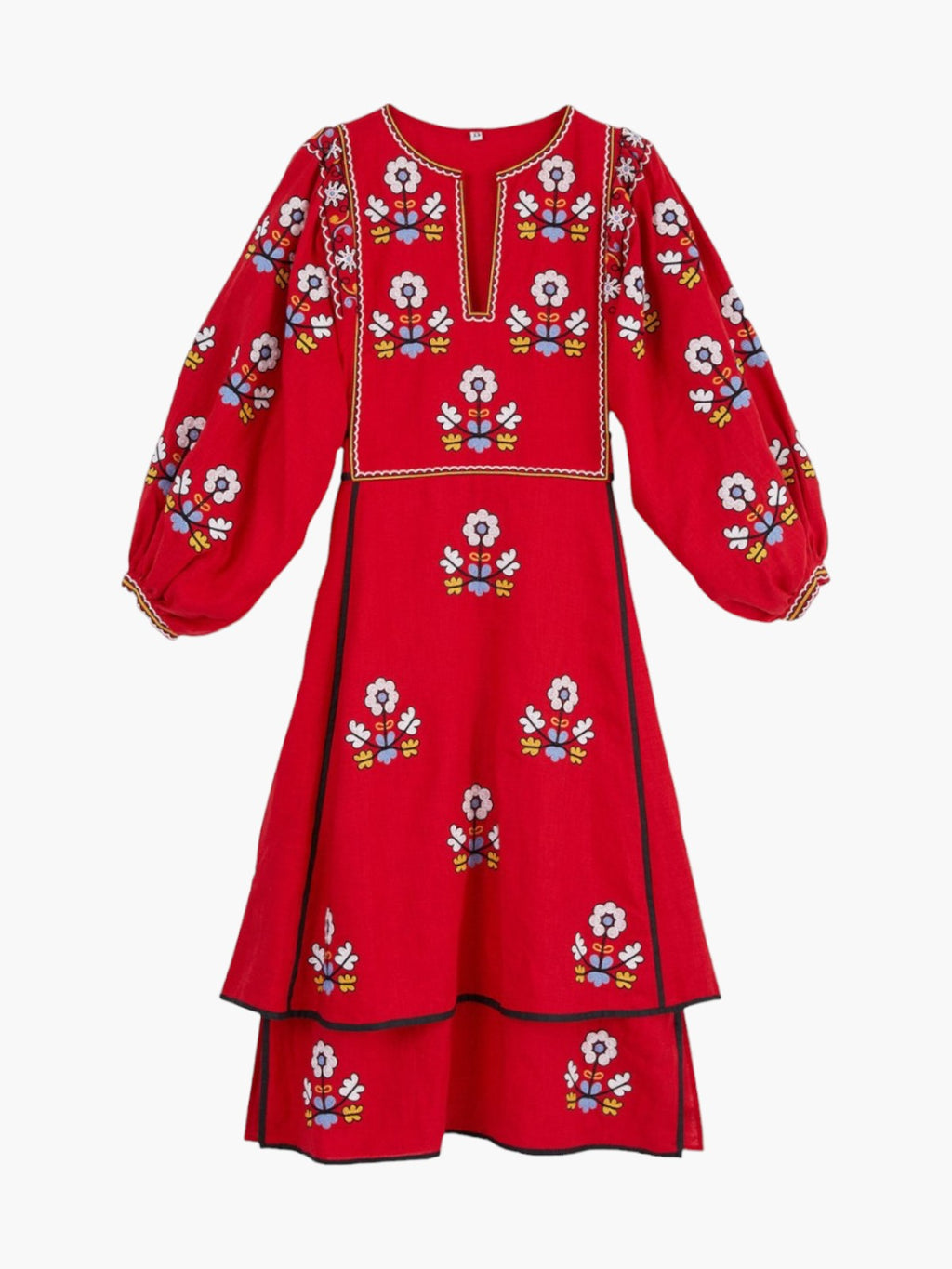 Iryna Embroidered Ukrainian Dress | Red