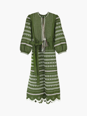 Kateryna Embroidered Ukrainian Dress | Green Kateryna Embroidered Ukrainian Dress | Green
