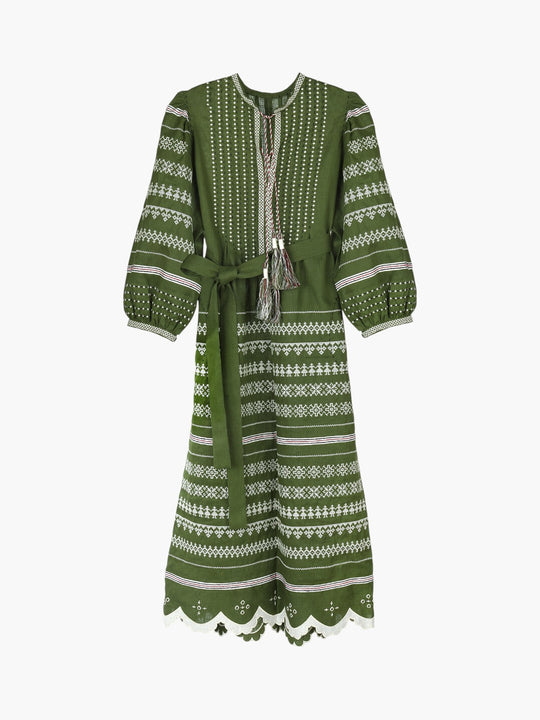 Kateryna Embroidered Ukrainian Dress | Green