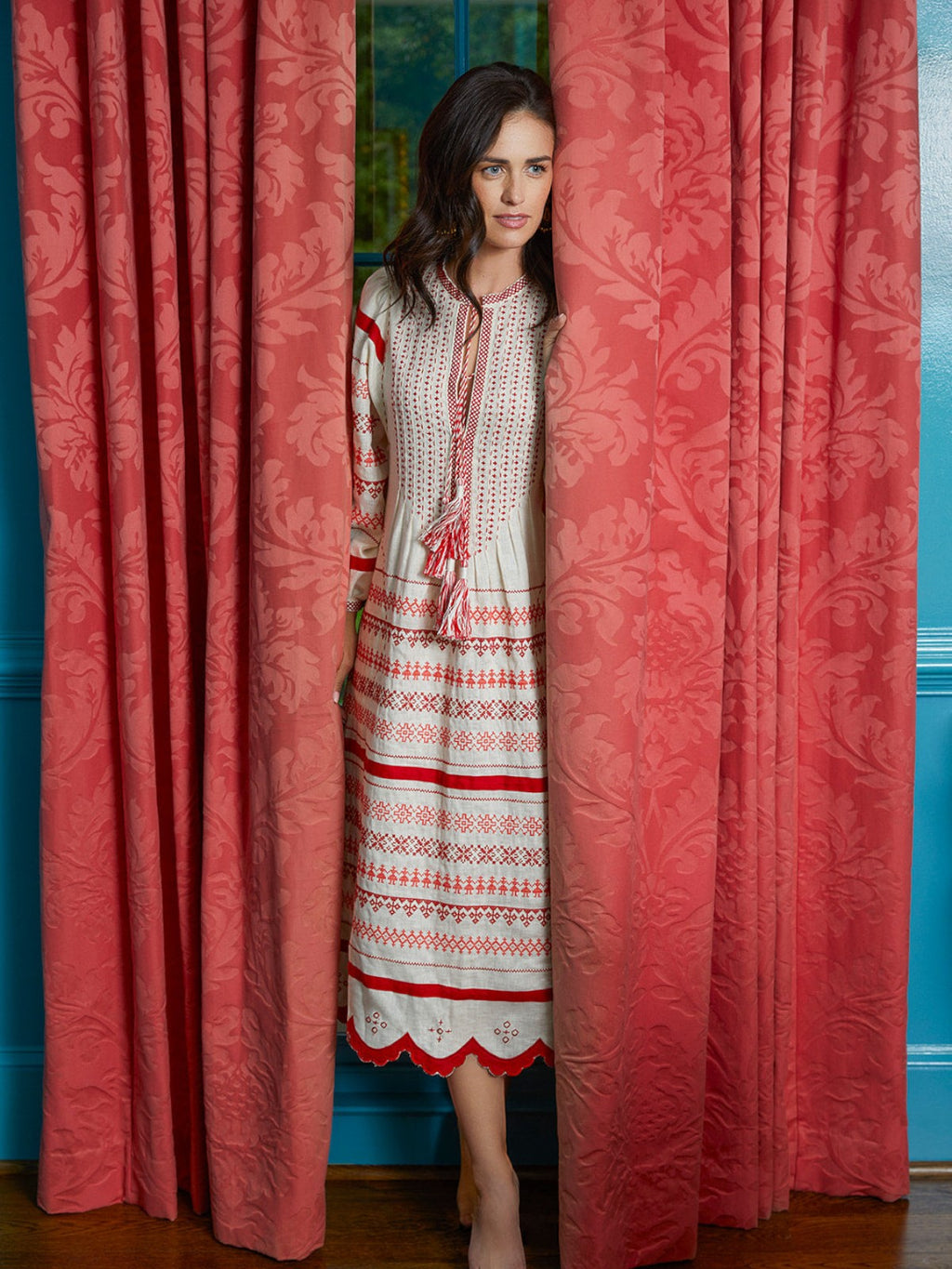 Kateryna Embroidered Ukrainian Dress | Green