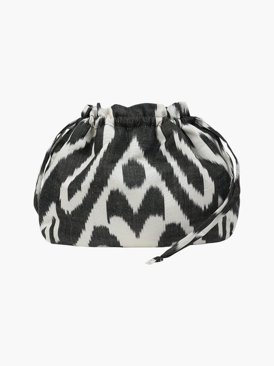 Ladue Silk Ikat Party Purse | Black/White