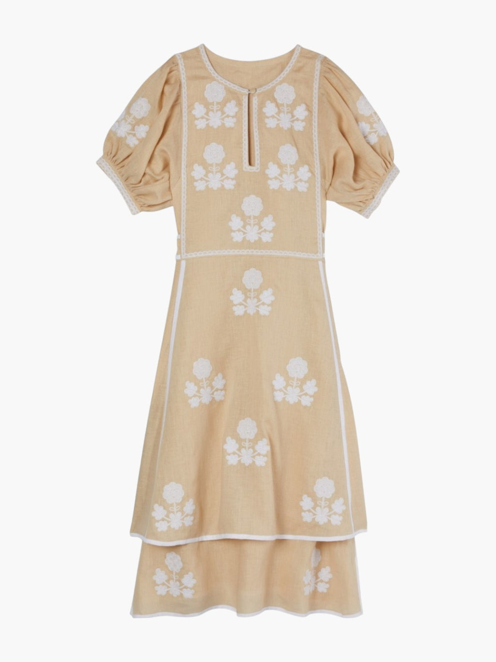 Lillie Ukrainian Embroidered Dress | Wheat/White