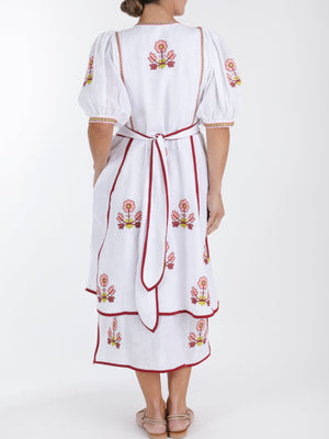 Lillie Ukrainian Embroidered Dress | Wheat/White Lillie Ukrainian Embroidered Dress | Wheat/White