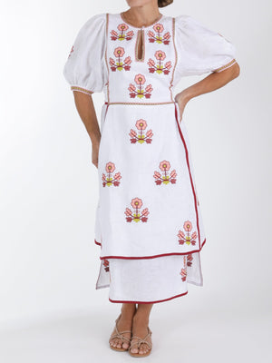 Lillie Ukrainian Embroidered Dress | Wheat/White Lillie Ukrainian Embroidered Dress | Wheat/White