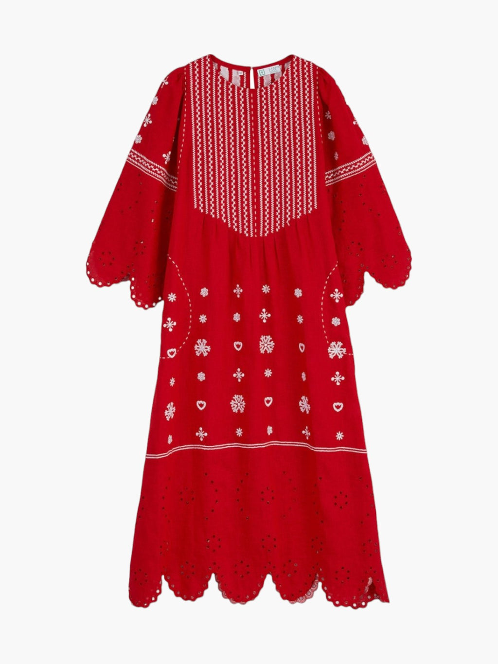 Maryna Embroidered Ukrainian Dress | Red/White