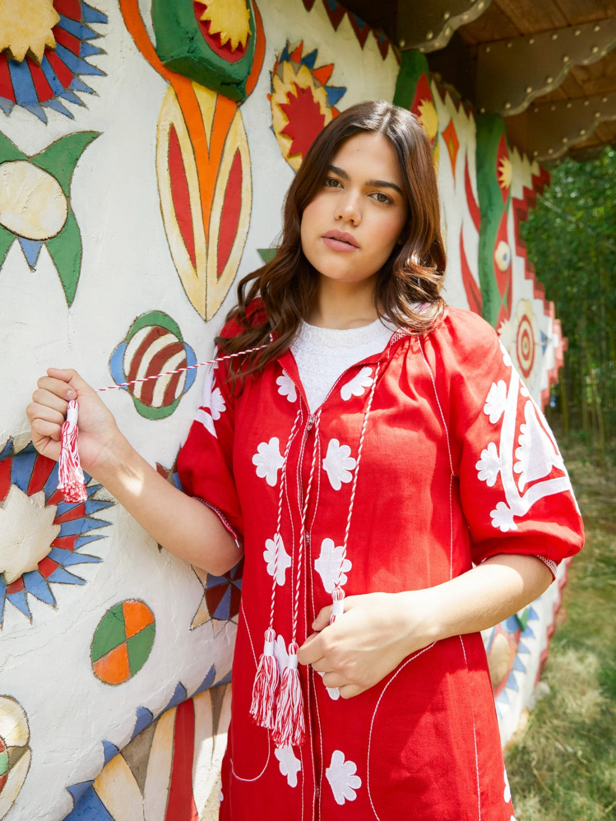 Matisse Embroidered Ukrainian Dress | Red/White Matisse Embroidered Ukrainian Dress | Red/White
