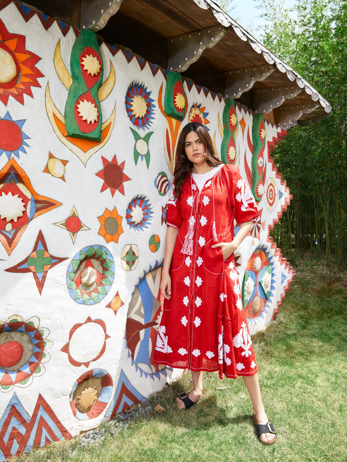 Matisse Embroidered Ukrainian Dress | Red/White Matisse Embroidered Ukrainian Dress | Red/White