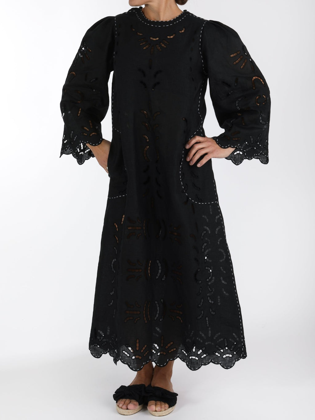 Richelieu Embroidered Ukrainian Dress | Black