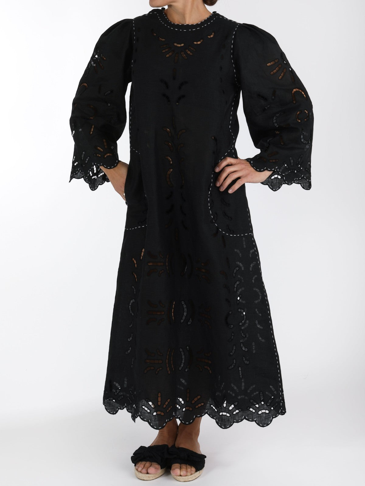Richelieu Embroidered Ukrainian Dress | Black Richelieu Embroidered Ukrainian Dress | Black