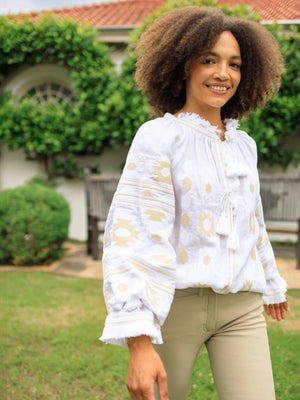 Sonya Embroidered Ukrainian Top | Ivory/Taupe Sonya Embroidered Ukrainian Top | Ivory/Taupe