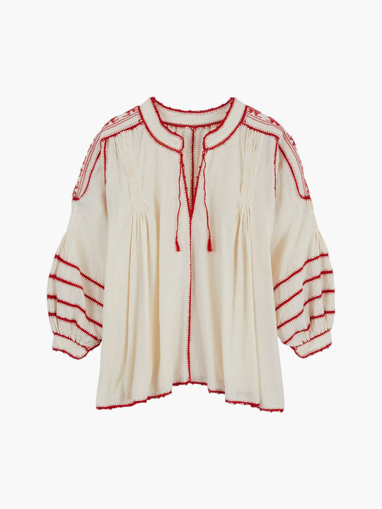 Amorcita Mexican Top | Ivory/Red