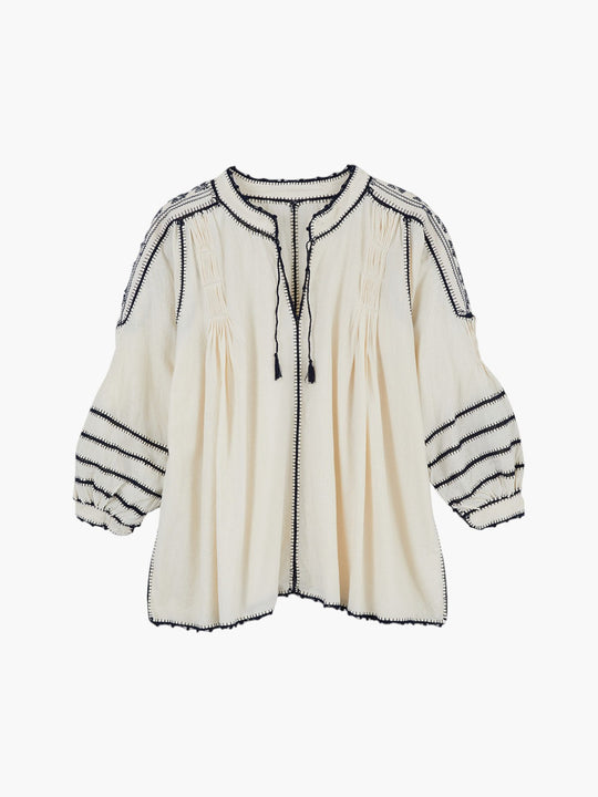 Amorcita Mexican Top | Ivory/Black