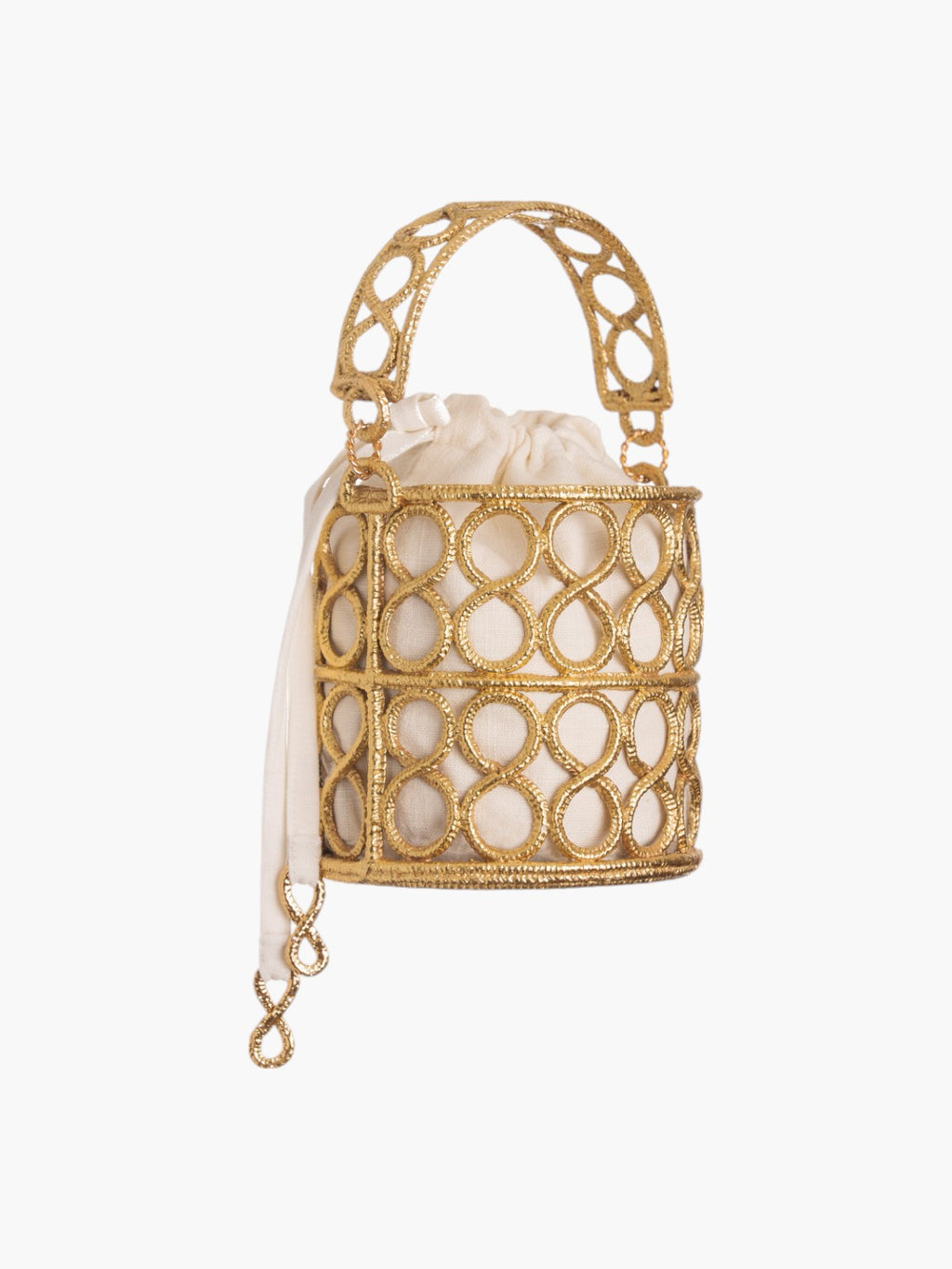 Infinity Cylinder Bucket Bag | White/Gold