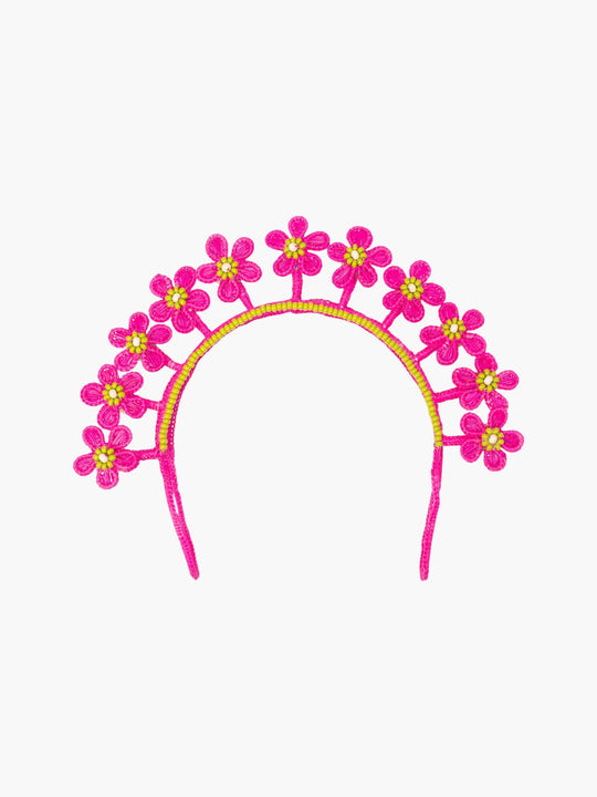Mini Flower Iraca Headpiece | Fuchsia